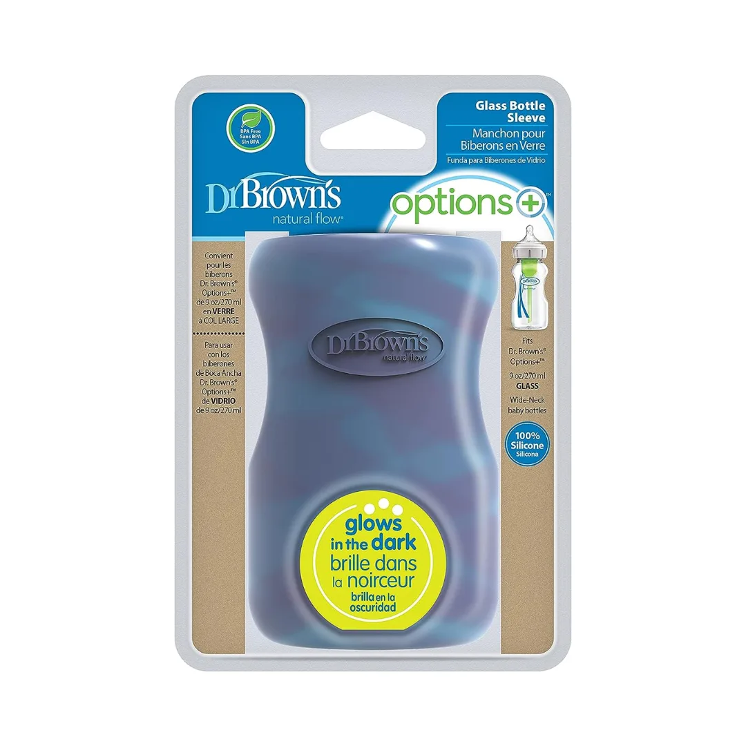 Dr. Brown's Wide-Neck Silicone Baby Bottle Sleeve, Glow-in-The-Dark 270ml-AC207
