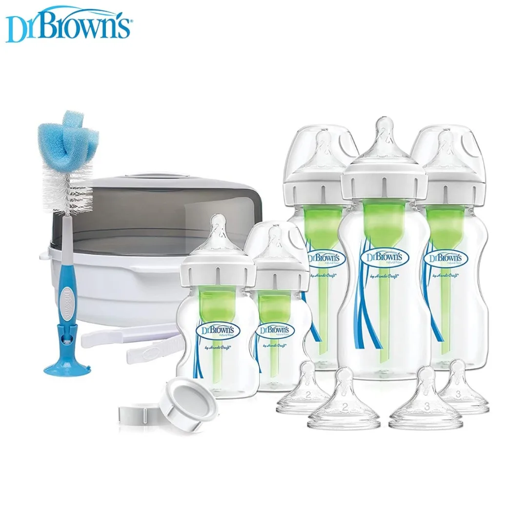 Dr. Brown's Natural Flow Anti-Colic Options plus Wide-Neck Baby Bottle Deluxe Gift Set