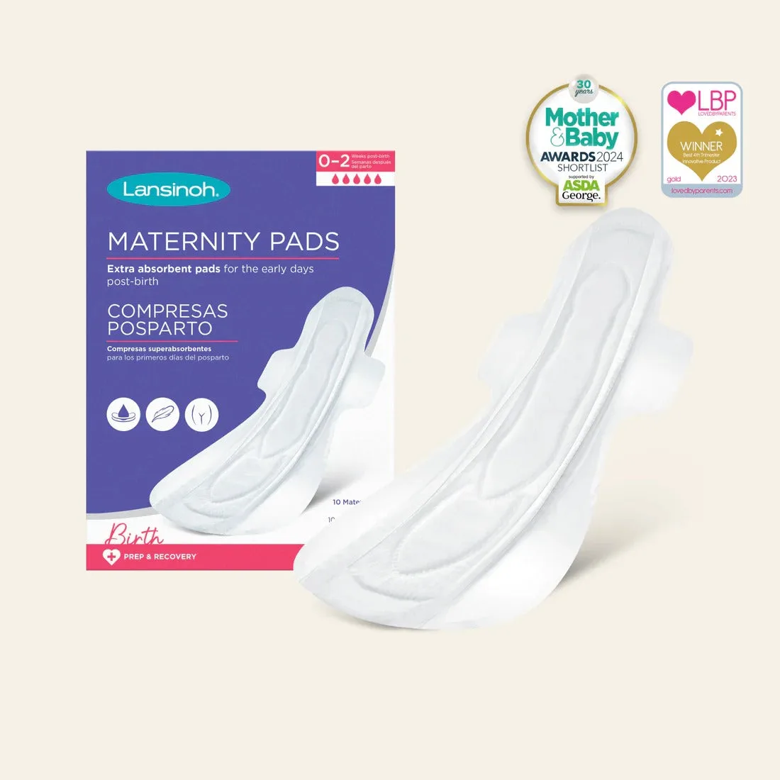 Lansinoh Extra Absorbent Maternity Pads: 0-2 weeks post-birth large-69720