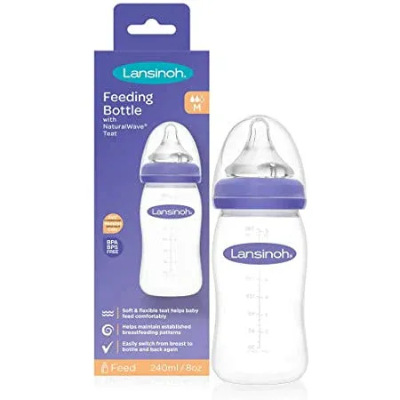 Lansinoh Feeding Bottle with NaturalWave Medium Teat 240ml-75840