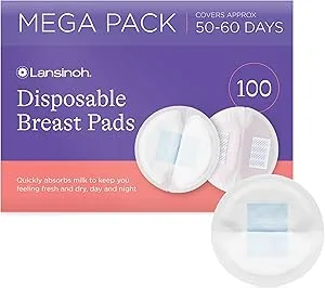 Lansinoh Stay Dry Disposable Nursing Pads, 100 Count- 44370
