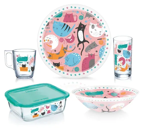 Luminarc Kids Kitty World 5-Piece Dinnerware Set V1369