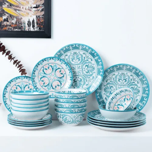 Mexican Floral 24 Piece Luxury Dinner Set