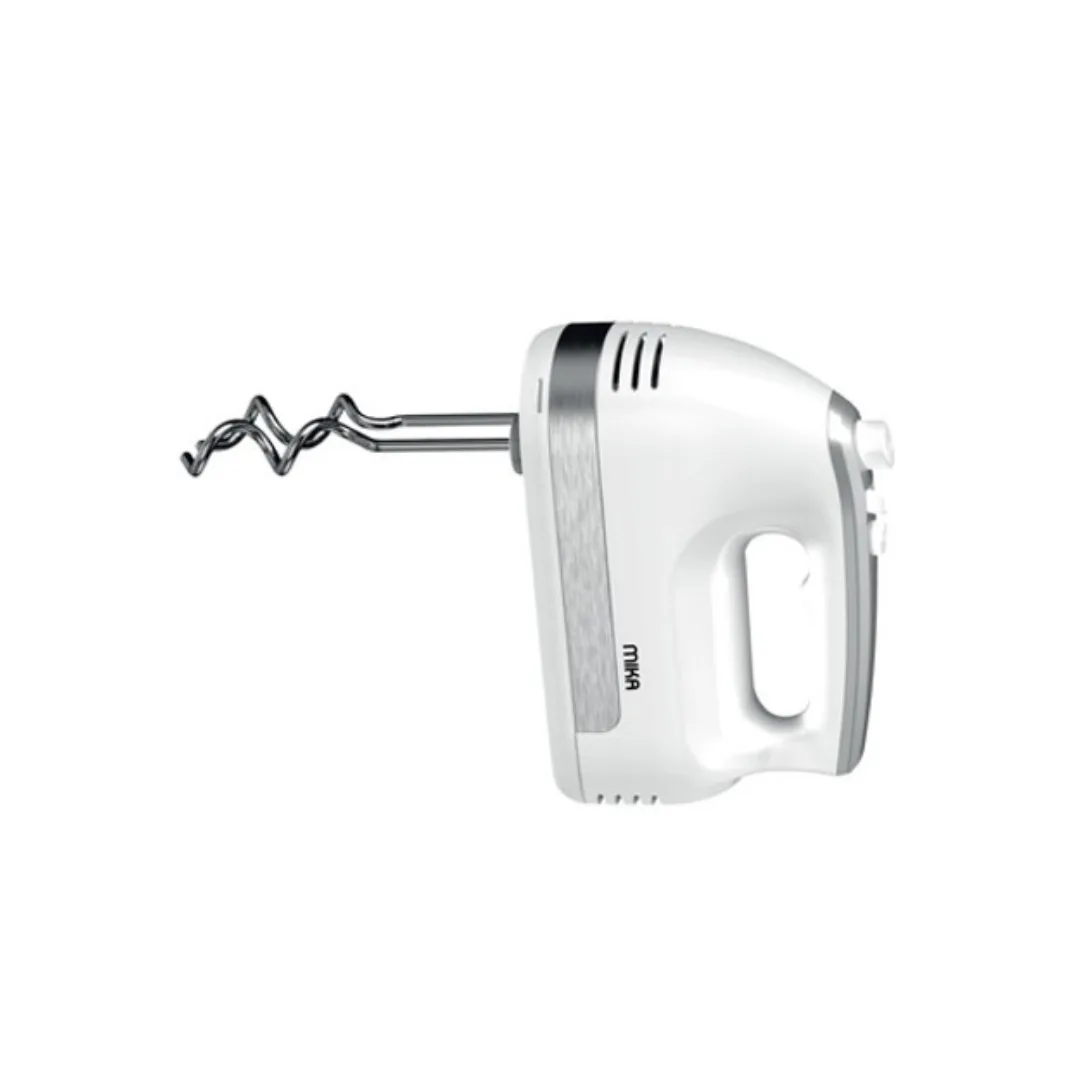 MIKA Hand Mixer, 300W, 5 Speed with Turbo, Dough Hook, White & SS MMH102WS