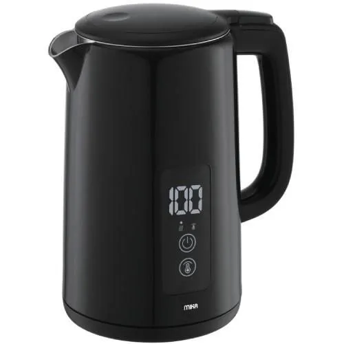 Mika Kettle, 1.5L, Plastic, Cordless 360&ordm; (Concealed Element), Digital, Black MKT3101DB