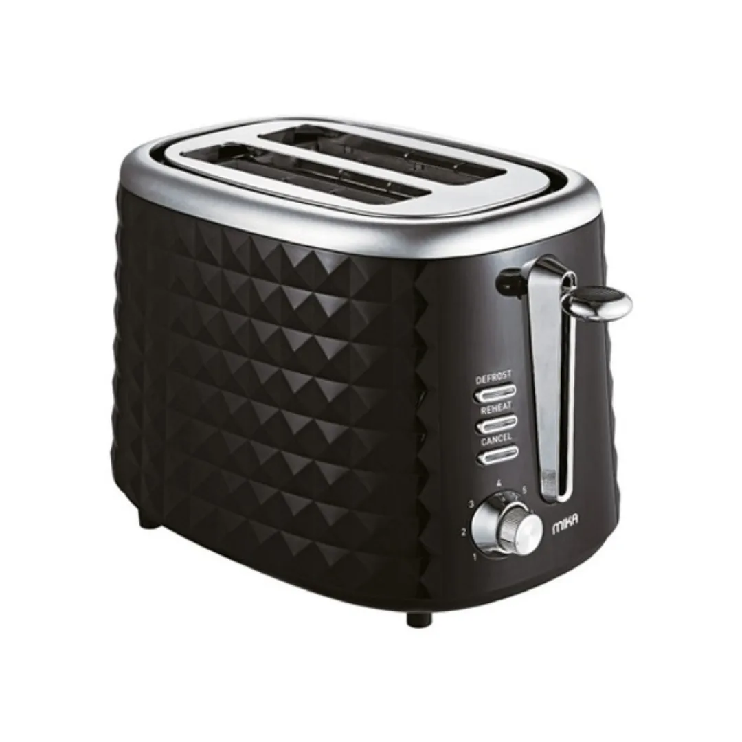 MIKA 2-Slice Toaster Black with Chrome Décor MTS2304