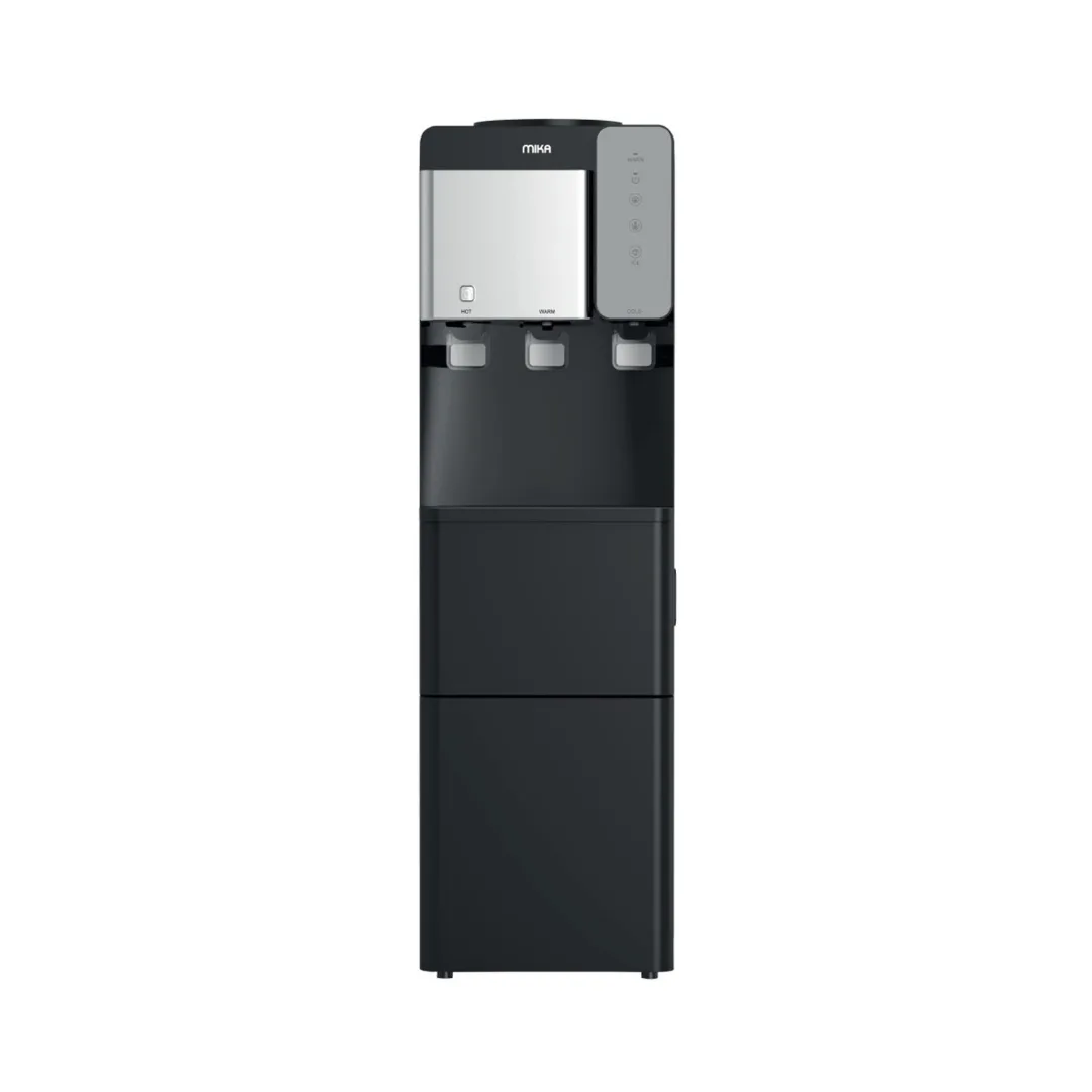 MIKA Floor Standing Water Dispenser with Ice Maker Black &amp; Silver MWDT3001BS