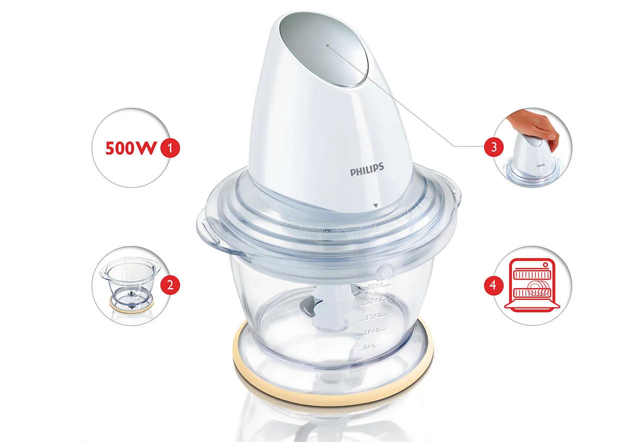 Philips Chopper 400W HR1397 – 1L Bowl & Double Blade