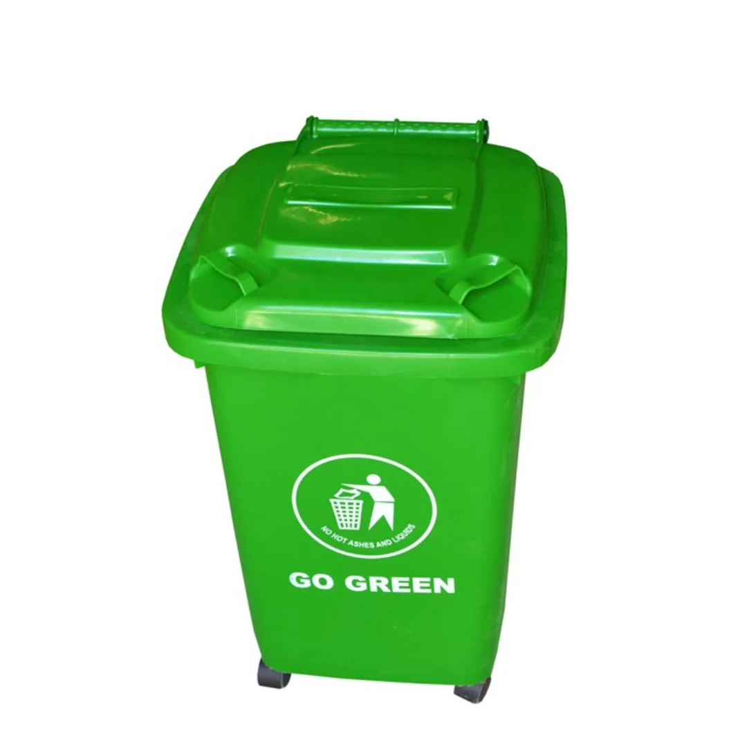 Plastic Trash Can 50L Waste Bin Heavy Duty with Wheels and Lid ZTL-50A-1