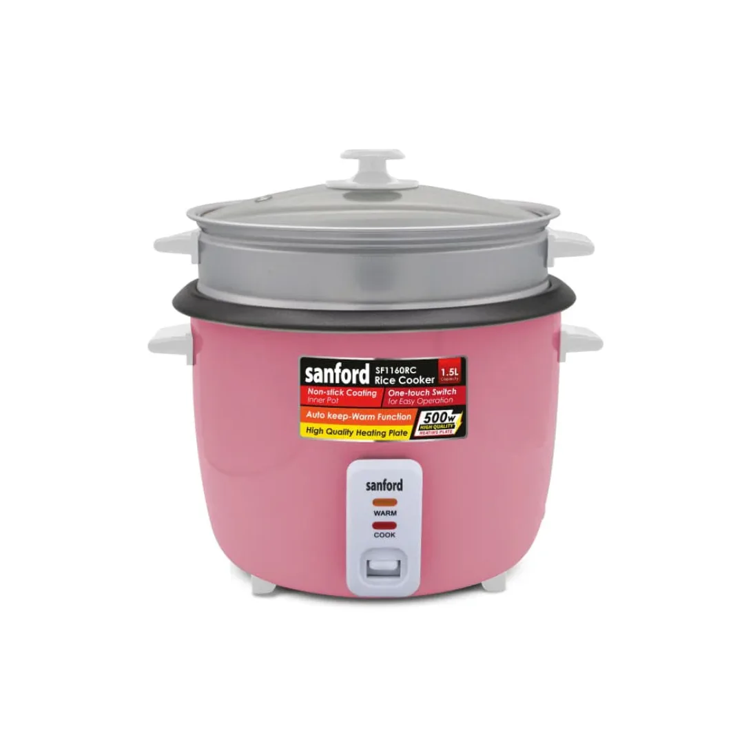 Sanford 1.5L Automatic Rice Cooker Non-Stick Pot Glass Lid Keep Warm SF1160RC