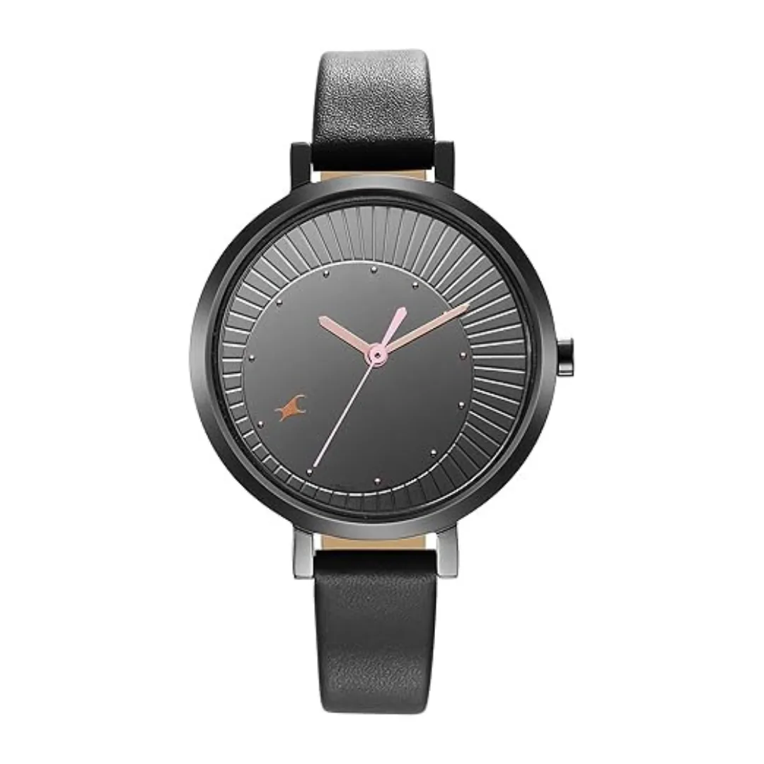 Titan Fastrack Style Up – Black Dial Leather Strap Watch for Women