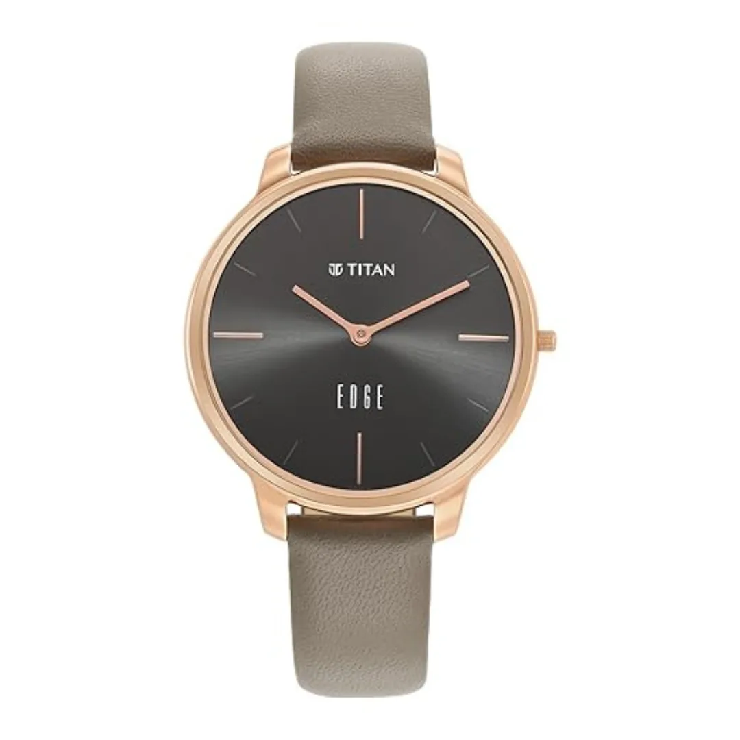 Titan Ladies Edge – Black Dial Black Leather Strap Watch | Slim Women's Watch Kenya