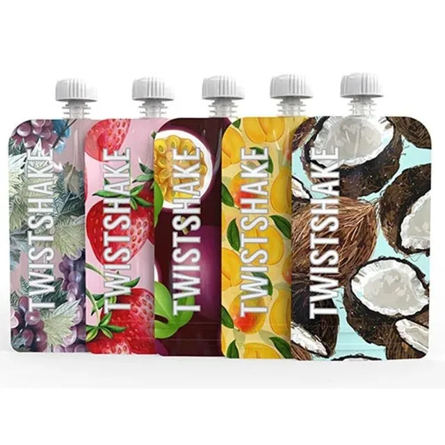 Twistshake 5x Squeeze Bag Reusable Baby Double Zip Food Pouch 220 ml-78617