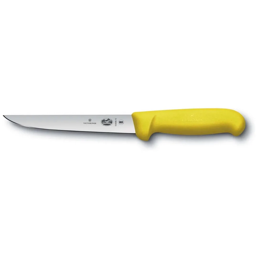 Victorinox Fibrox Boning Knife 6 Inch Yellow Straight Wide Blade 5.6008.15