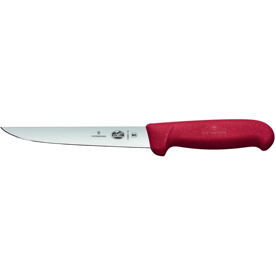 Victorinox Fibrox Boning Knife 6 Inch Red Straight Wide Blade 5.6001.15