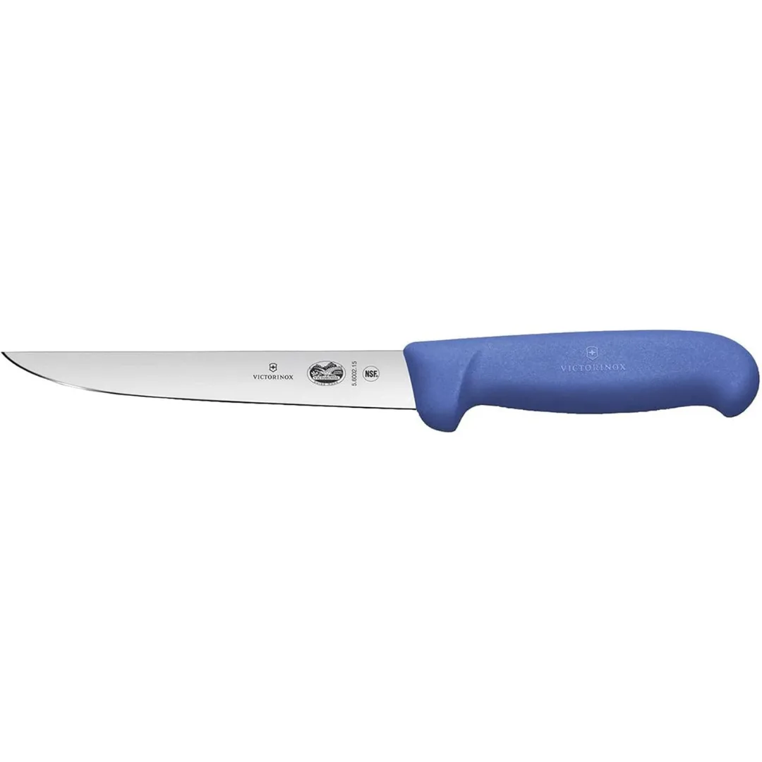 Victorinox Fibrox Boning Knife 6 Inch Blue Straight Wide Blade 5.6002.15