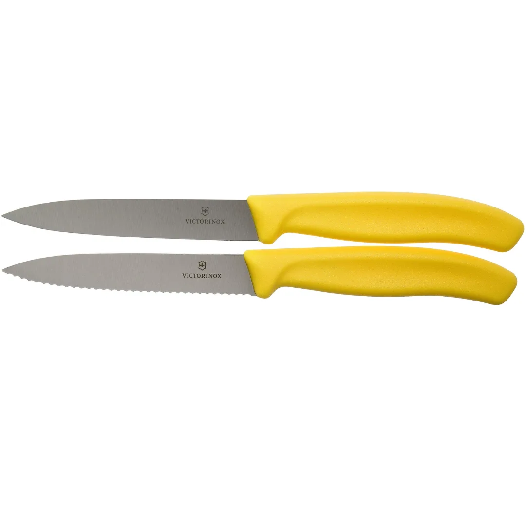 Victorinox Paring Knife Set 2 Pieces 10cm Straight and Wavy Yellow 6.7798.2C1