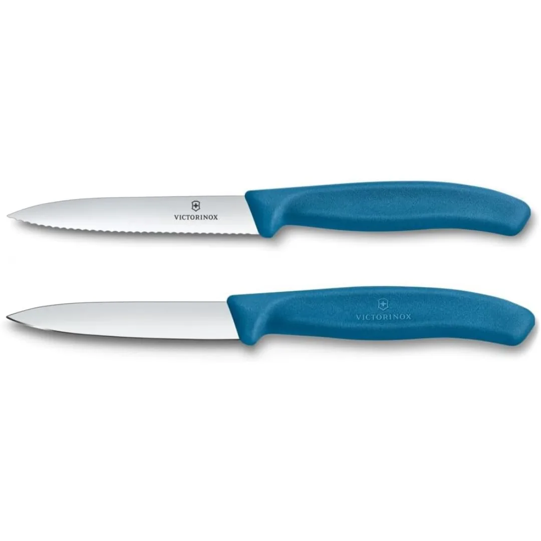 Victorinox Paring Knife Set 2 Pieces 10cm Straight and Wavy Blue 6.7792.2C1
