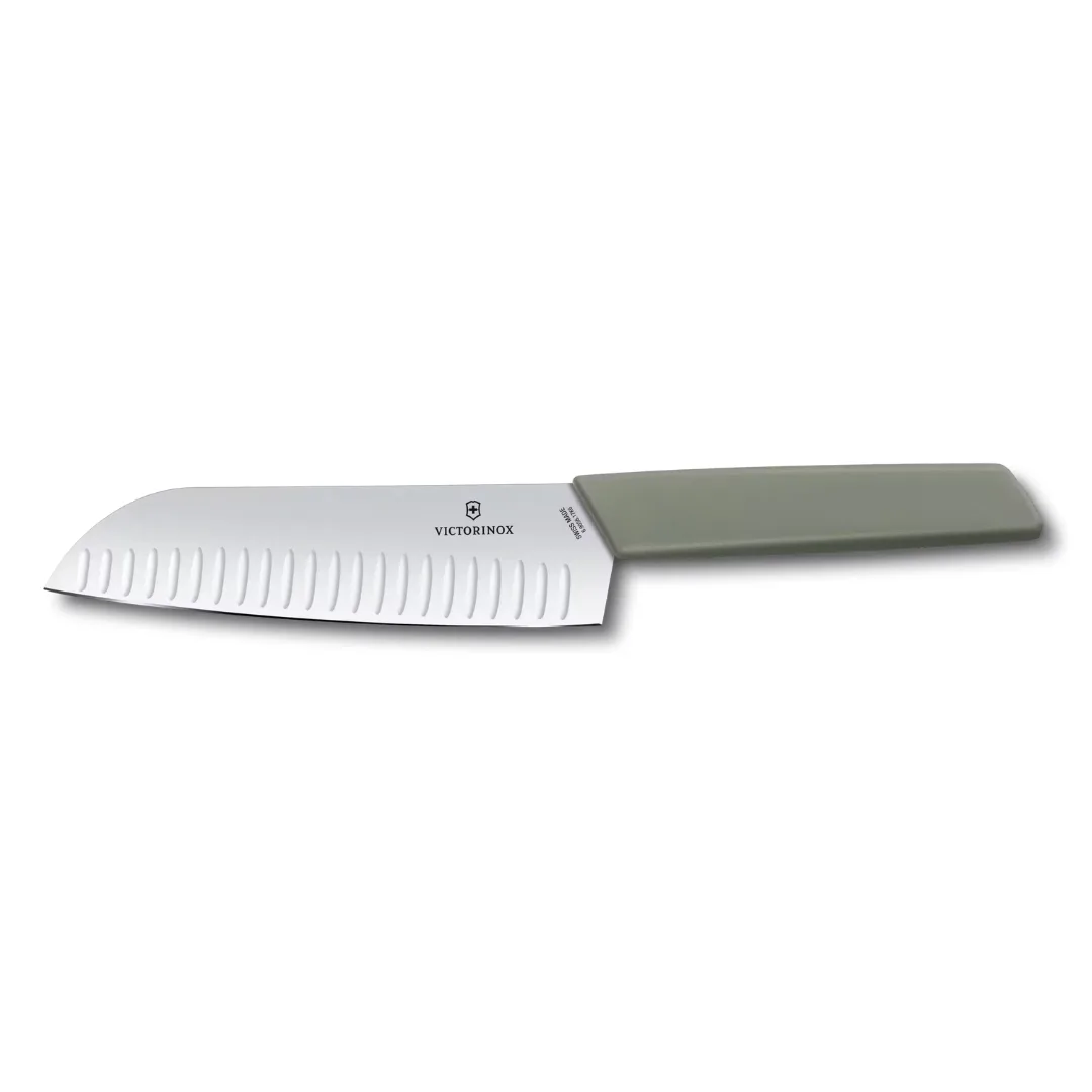Victorinox Santoku Knife 17cm Straight Fluted Olive 6.9056.17K6B