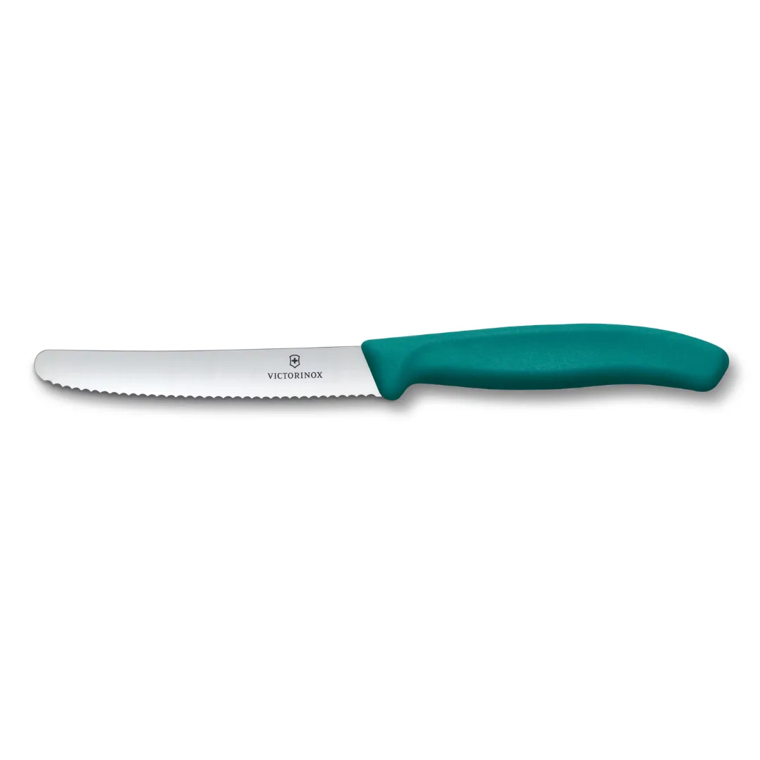 Victorinox Tomato and Table Knife 11cm Wavy Blade Green 6.7834.C1