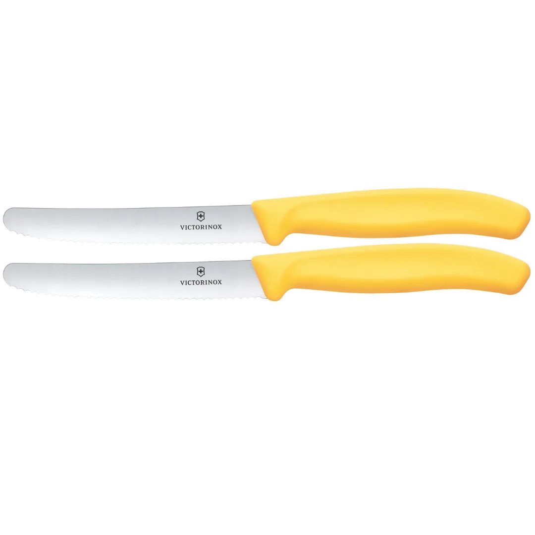 Victorinox Tomato and Table Knife Set 2 Pieces 11cm Wavy Yellow 6.7838.2C1