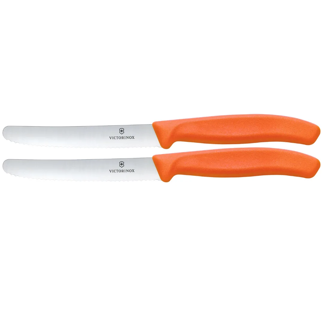 Victorinox Tomato and Table Knife Set 2 Pieces 11cm Wavy Orange 6.7839.2C1