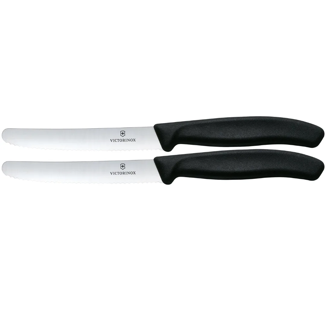 Victorinox Tomato and Table Knife Set 2 Pieces 11cm Wavy Black 6.7833.2C1