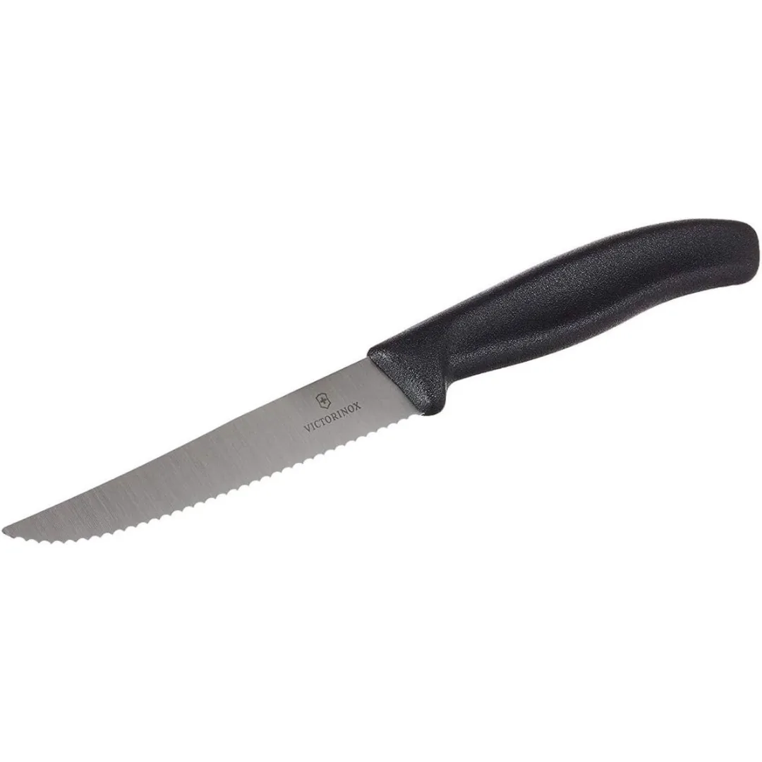 Victorinox Swiss Steak &amp; Pizza Knife 11cm Wavy Black 6.7233
