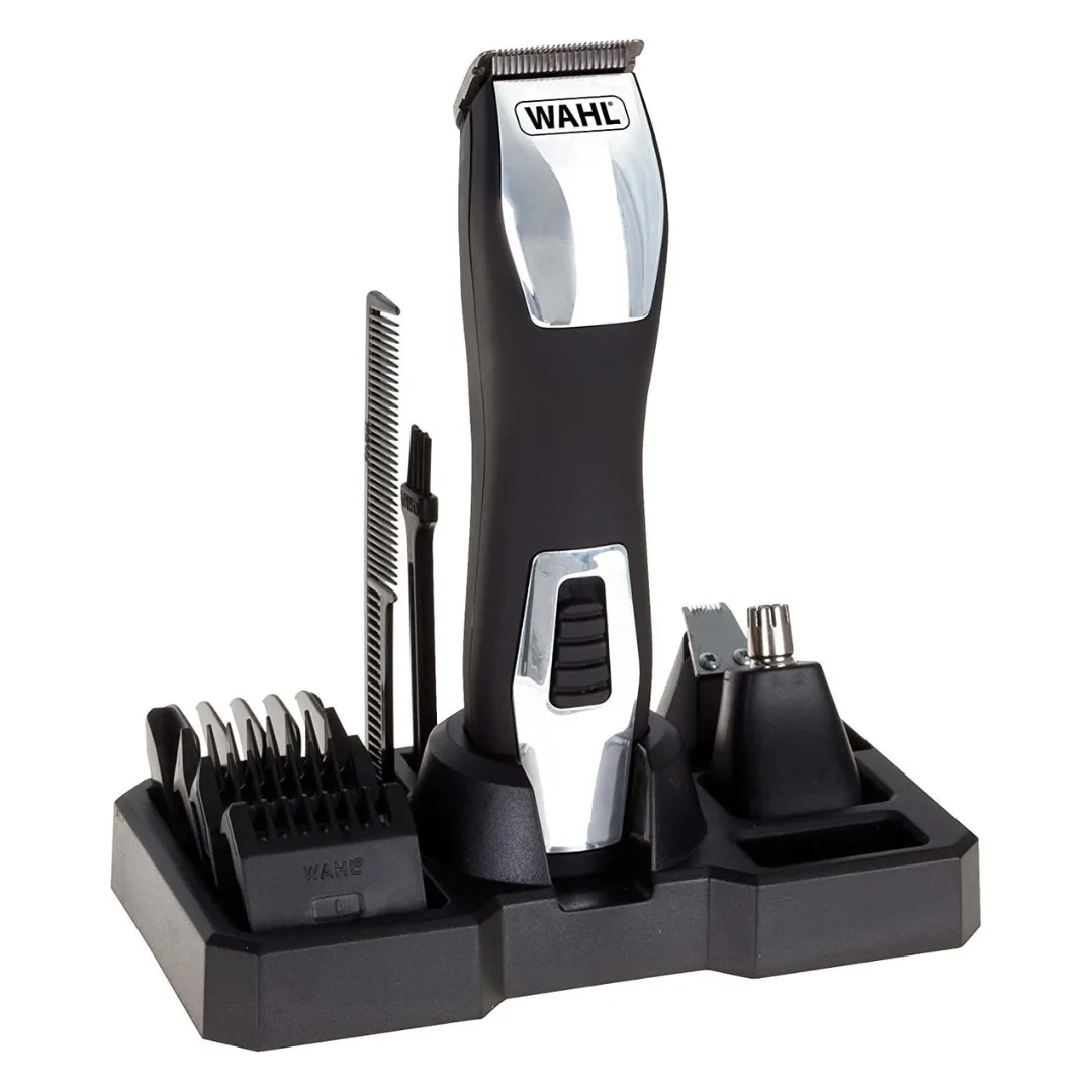 Wahl Groomsman Pro All-in-one Rechargeable Grooming Kit, Black/Silver-9855
