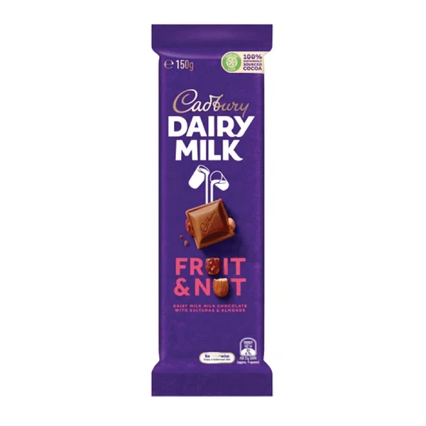 Cadbury Dairy Milk Fruit & Nut 150G X 20