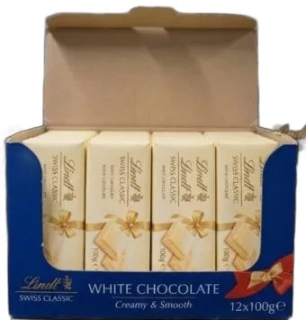 LINDT SWISS C WHITE CHOCOLATE 12X100GM