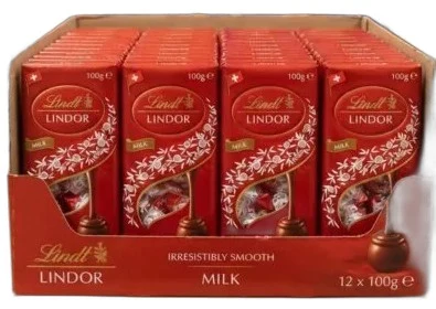 LINDT LINDOR MILK 12X100GM NEW