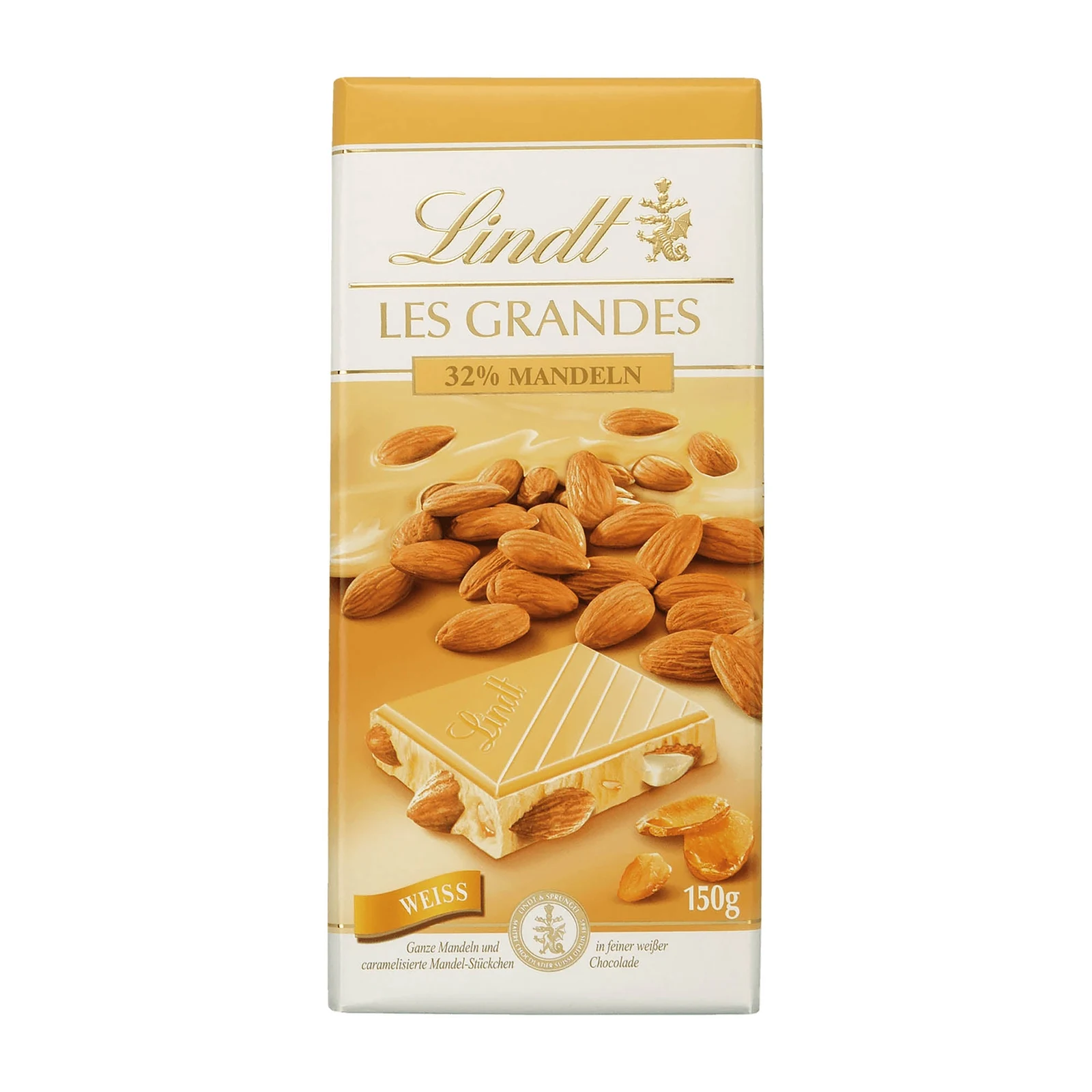 LINDT GRANDT WHITE 32% ALMONDS 15X150GM