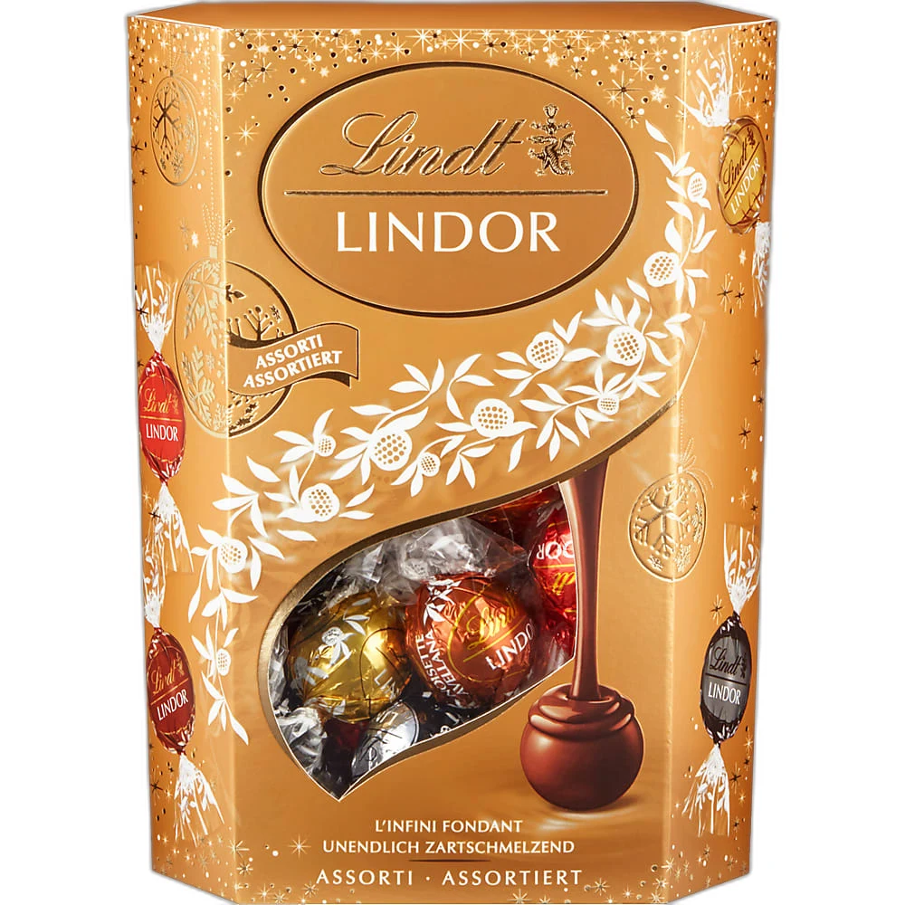 LINDT LINDOR MILK ASSORTED BALLS 8X200GM