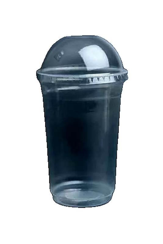 PLASTIC CLEAR GLASS WITH LID 500ML