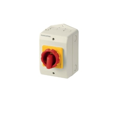 Como Isolator Enclosed IP65 Yellow/Red Handle 3pole 40A 21153404