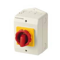 Como Isolator Enclosed IP65 Yellow/Red Handle 6 Pole 63A 21156406