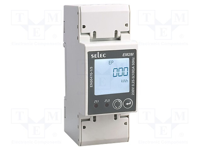 Digital KWH Meter 100A 1P 2 Modules Rail Mount EM2M-1P-C-100A