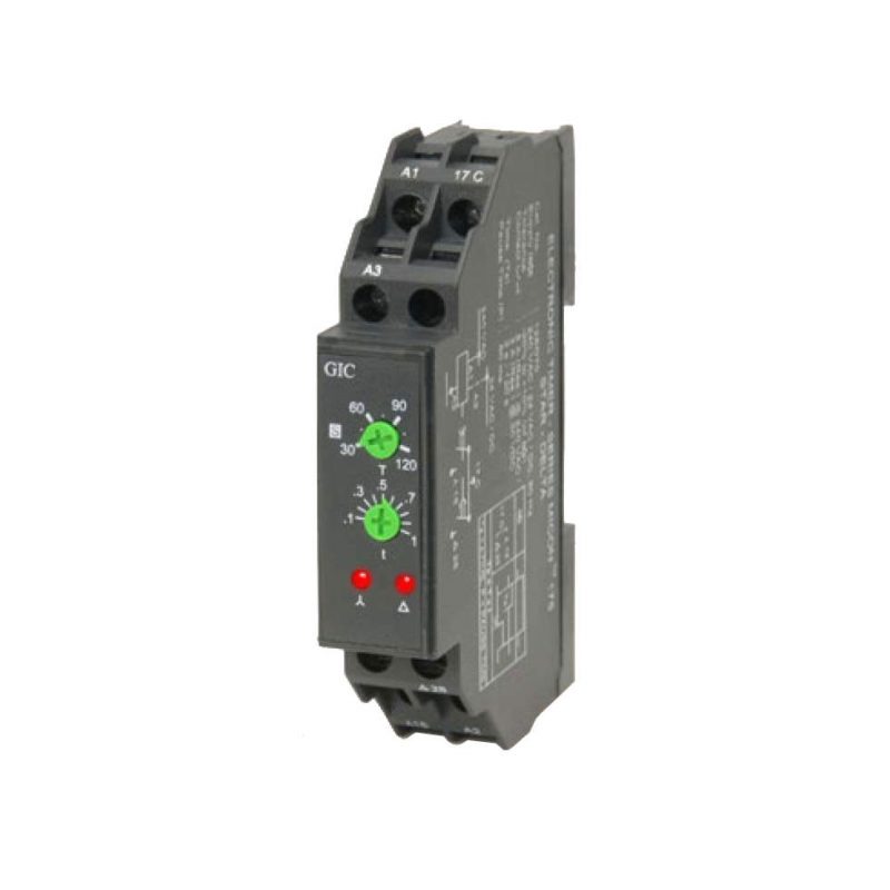 Electronic Timer Off Delay 240VAC-12VAC/DC 1C/O 0.1S-100H 17.5MM Wide 12RDT4