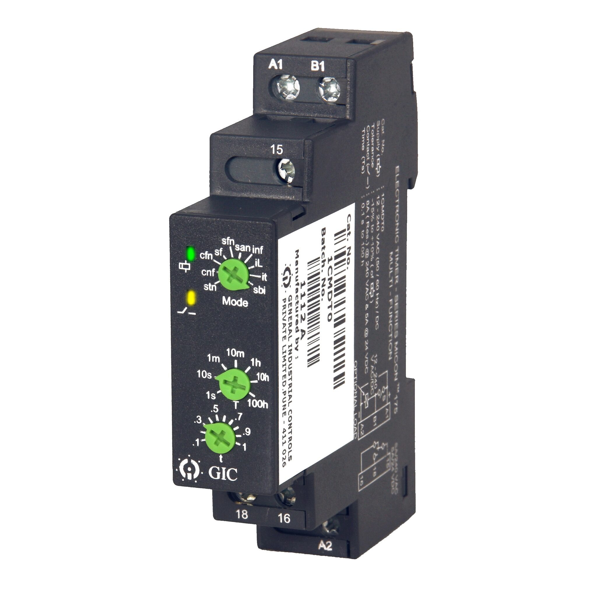 Electronic Timer Multimode 12-240VAC/DC 1C/O 17.5MM Wide 1CMDT0