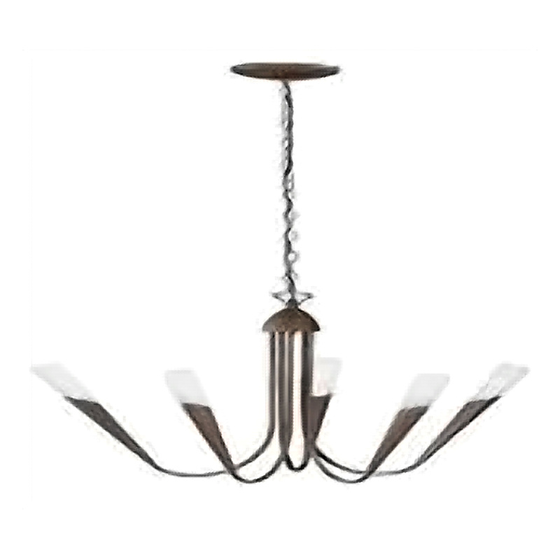 TRIO, Chandelier, Serie 6370 incl.: 5x Halogen 230V, G9, 28 Watt, 2700K, 370 Lm. H:55 cm, D:55,0cm, Ext:160,0cm Body: Metal, Rusty Glass:Glass, Alabaster 1170951-24