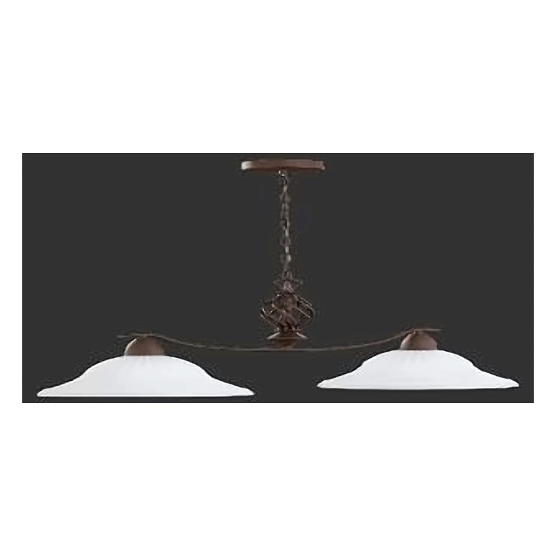 TRIO, Pendant, Serie 6102 2xE27, max.60 W 83 cm x 32 cm, H:39 cm, D:32,5cm, Ext:150,0cm Body: Metal, Rusty Glass:Glass mat, White 3402021-24