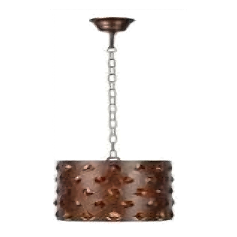 Madras Pendant E27/18W Amber Glass/rust 78354/01/97