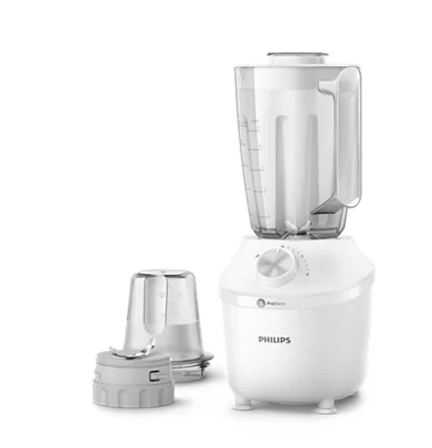 3000 Series Blender, 600W, 2L Maximum Capacity, Problend technology, 2 Speed Settings + Pulse, Durable stainless steel blades. Plastic jar, Accessories: Chopper HR2191/20