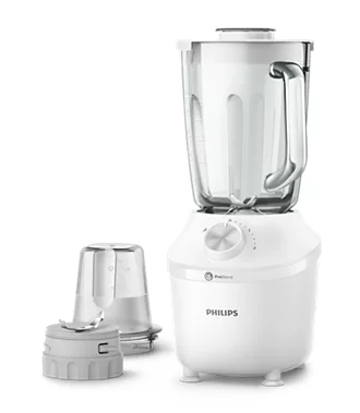 3000 Series Blender, 600W, 2L Maximum Capacity, Problend technology, 2 Speed Settings + Pulse, Durable stainless steel blades. Glass jar, Accessories: Chopper HR2291/20