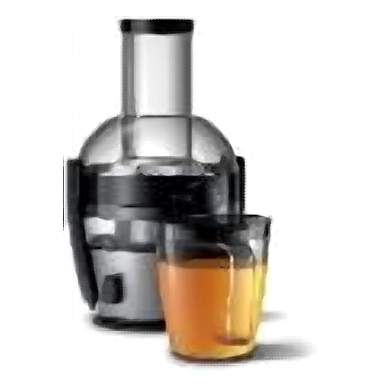 Viva juicer, Aluminium Easy to clean: 700W, metal aluminium, 1 speed, XL 75 mm feeding tube, innovative "QUICKClean" sieve, clean up within 1 min., integrated pulp container, 1 spout, up to 2L juice in one go, 10% more juice than HR1858. HR1863/22