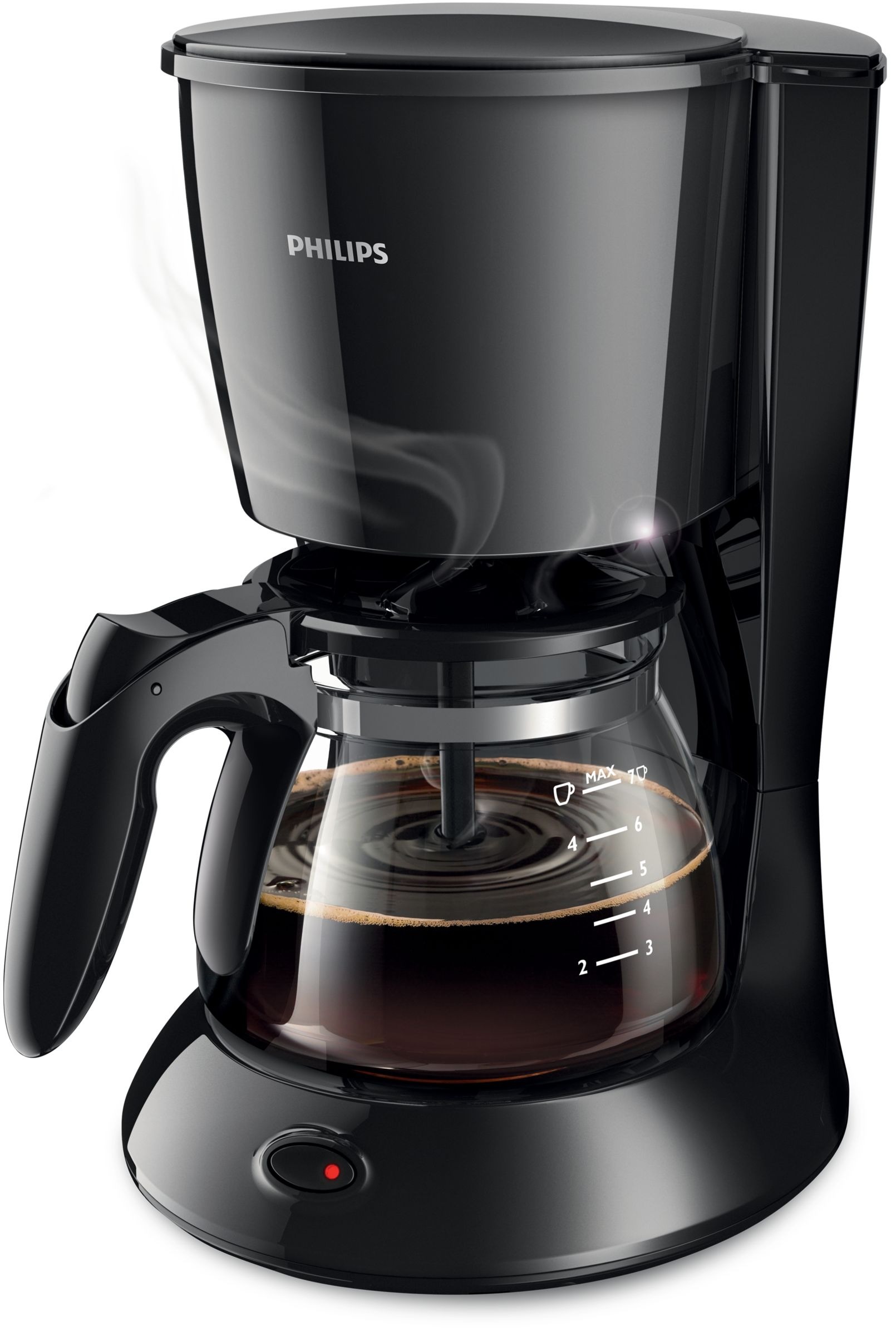 Coffee Maker 750W, Compact design upto 7 cups, 0.6Ltr Capacity, Water Level indicator, Drip Stop, Aroma twister, LED Power Switch, Auto shut-off after 30 mins HD7432/20