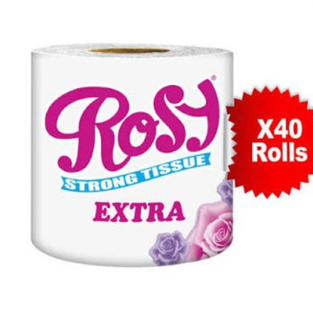 TOILET TISSUE ROLL WHITE 40'S ROSY